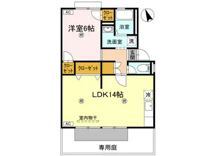 グリーンガーデンC棟(1LDK/1階)の間取り写真