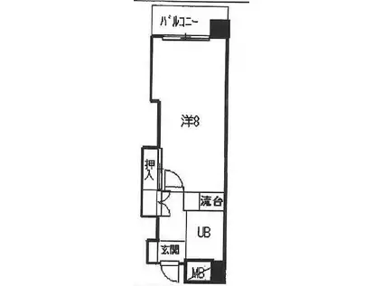 新町マリオンパレス飛鳥(ワンルーム/3階)の間取り写真