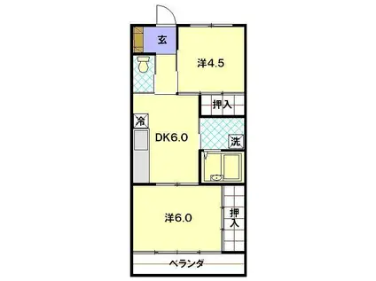 ハイツ一色(2DK/2階)の間取り写真