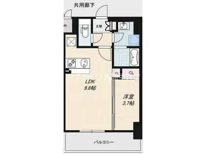 レジデンスH忍町(1LDK/11階)の間取り写真