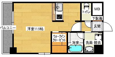 アーバンドエル(ワンルーム/3階)の間取り写真