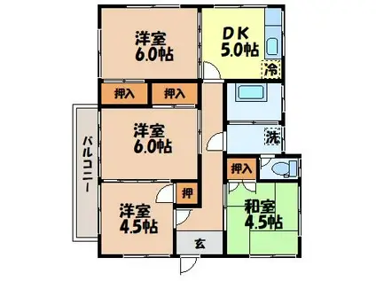 ラ・フォレット大園(4DK/2階)の間取り写真
