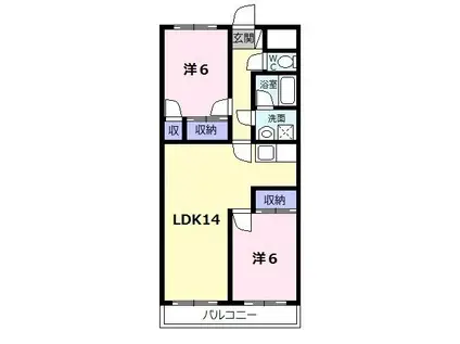 ファミリータウンむらた(2LDK/3階)の間取り写真