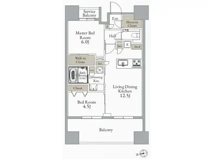 グランカーサ町屋(2LDK/8階)の間取り写真