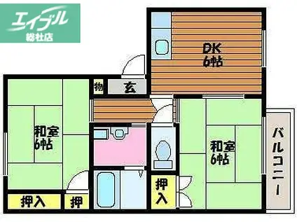 メゾングロワール I(2DK/2階)の間取り写真