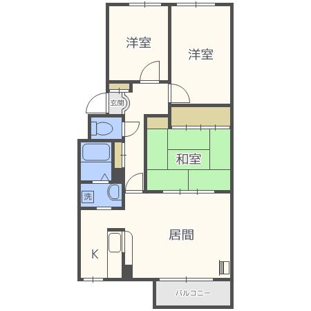 ローヤルハイツ菊水元町(3LDK/5階)の間取り写真