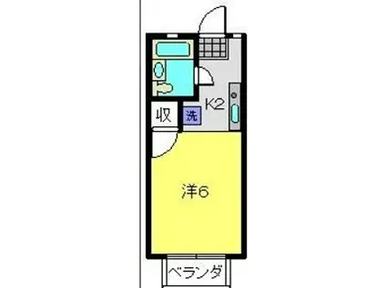 フラワーハイツI(1K/2階)の間取り写真