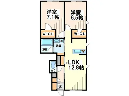 ファーム武蔵野境南(2LDK/1階)の間取り写真