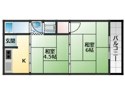 野々上ハイツ(2K/2階)の間取り写真