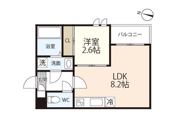 REGALEST FLEURIR 草津 (1LDK/2階)の間取り写真