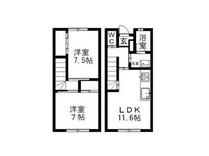 ヴィヴァン・ショコラ(2LDK/1階)の間取り写真