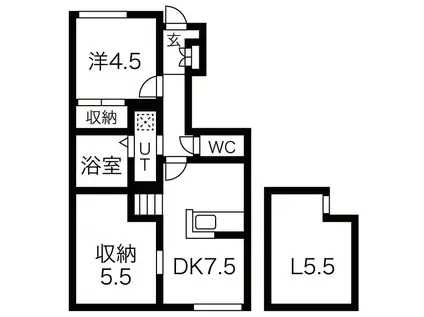ラヴィーヌ中丸(1SLDK/1階)の間取り写真