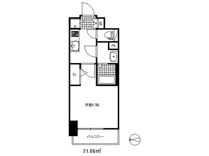 アドバンス神戸マーレ(1K/4階)の間取り写真