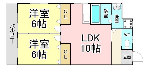 進藤第一ビル(2LDK/3階)の間取り写真