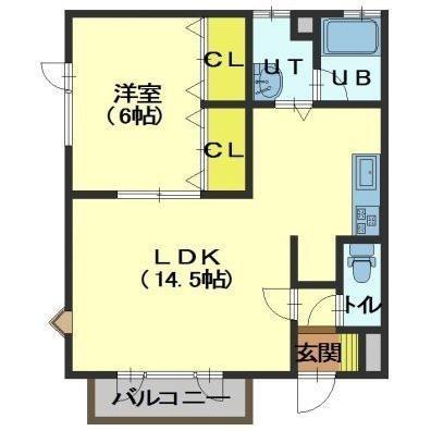 SKマンション(1LDK/4階)の間取り写真