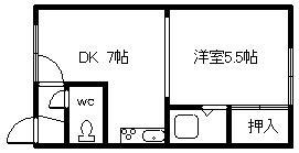 グリーンハイツ(1DK/1階)の間取り写真