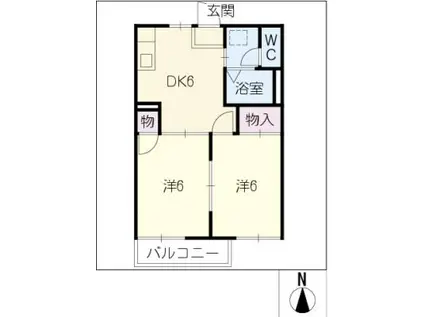 フレグランスグリンピース(2DK/1階)の間取り写真