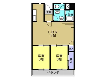 ハピネス48(2LDK/3階)の間取り写真