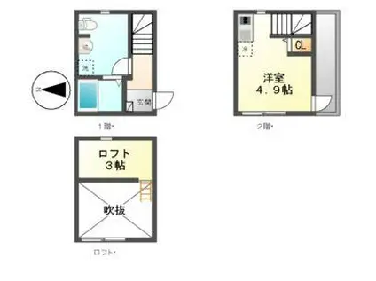 ARMY IアーミーI(ワンルーム/1階)の間取り写真