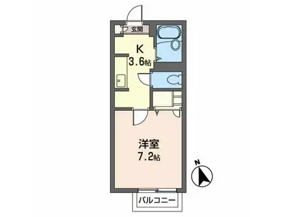 シャーメゾン国見(1K/2階)の間取り写真