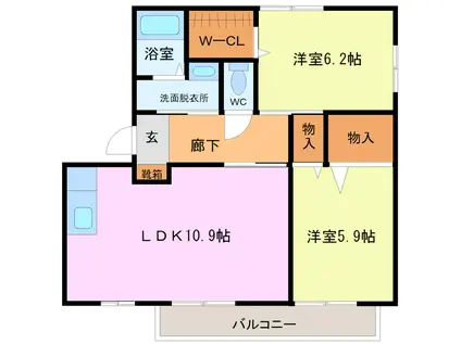 アーナリ弐番館(2LDK/2階)の間取り写真