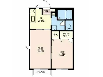 レディバード(2K/2階)の間取り写真