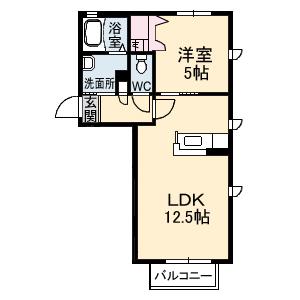 シャーメゾンセシリエールA棟(1LDK/1階)の間取り写真