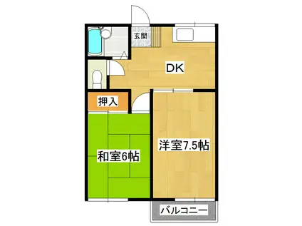 オクトハイム(2DK/2階)の間取り写真