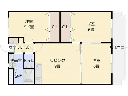 サンウォークII(3DK/2階)の間取り写真