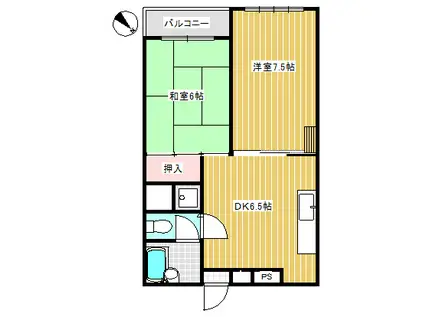 取手細井ハイム(2DK/4階)の間取り写真