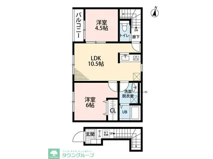 リーブルファイン袋山(2LDK/2階)の間取り写真