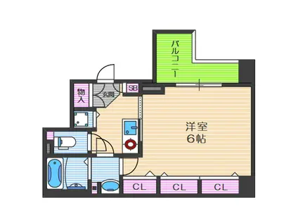 アクアプレイス東天満(1K/1階)の間取り写真