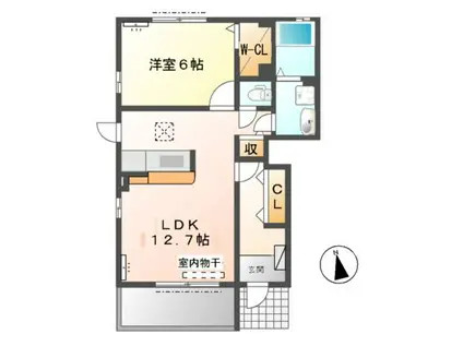 CUORE(1LDK/1階)の間取り写真