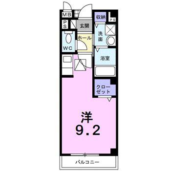 グラスリバー(ワンルーム/1階)の間取り写真