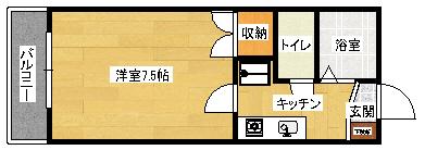 レジデンス新木(1K/1階)の間取り写真