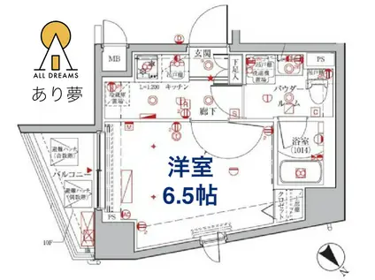 クレイシア横浜ノース(1K/5階)の間取り写真