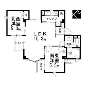 CAS CADE(2LDK/2階)の間取り写真