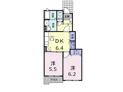 コンフォルターブル(2DK/1階)の間取り写真