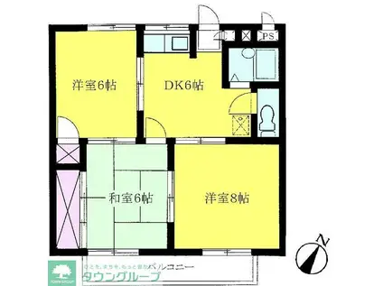 レジェンド末広・B棟(3DK/3階)の間取り写真