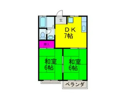 ファミール城東A棟(2DK/2階)の間取り写真