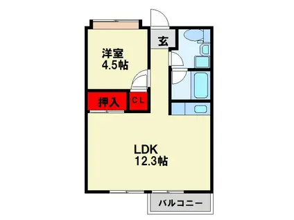 MOON中原東(1LDK/2階)の間取り写真