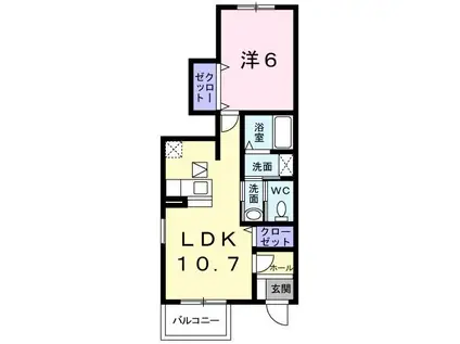 エレガントC(1LDK/1階)の間取り写真