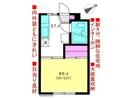 ルミエール(1K/2階)の間取り写真