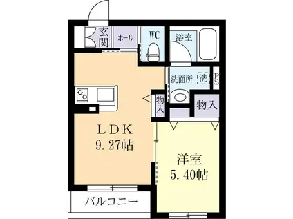 プリンセス学園の森(1LDK/1階)の間取り写真