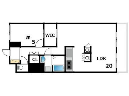 セルダン芦屋(1LDK/3階)の間取り写真
