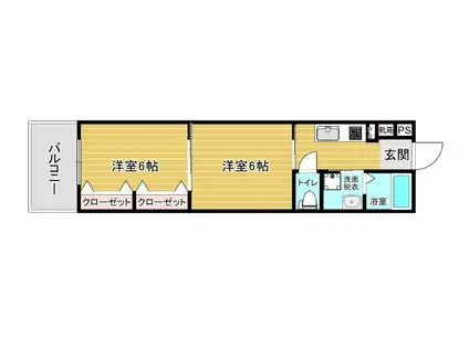 リファレンス箱崎(2K/13階)の間取り写真