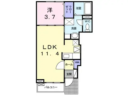 グレイス(1LDK/1階)の間取り写真