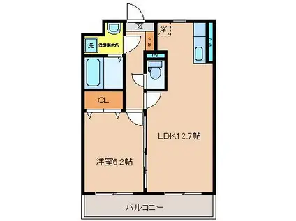 モアクルーズ(1LDK/2階)の間取り写真