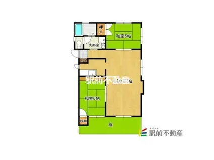 長門石ビレッジ(2LDK/1階)の間取り写真