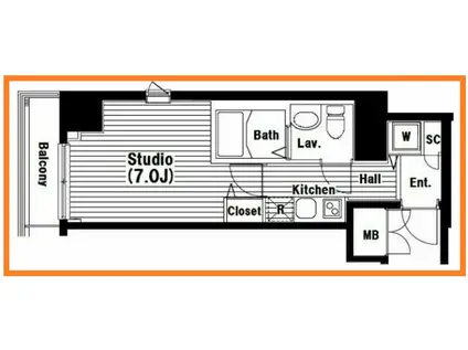 グランド・ガーラ日本橋兜町(1K/4階)の間取り写真